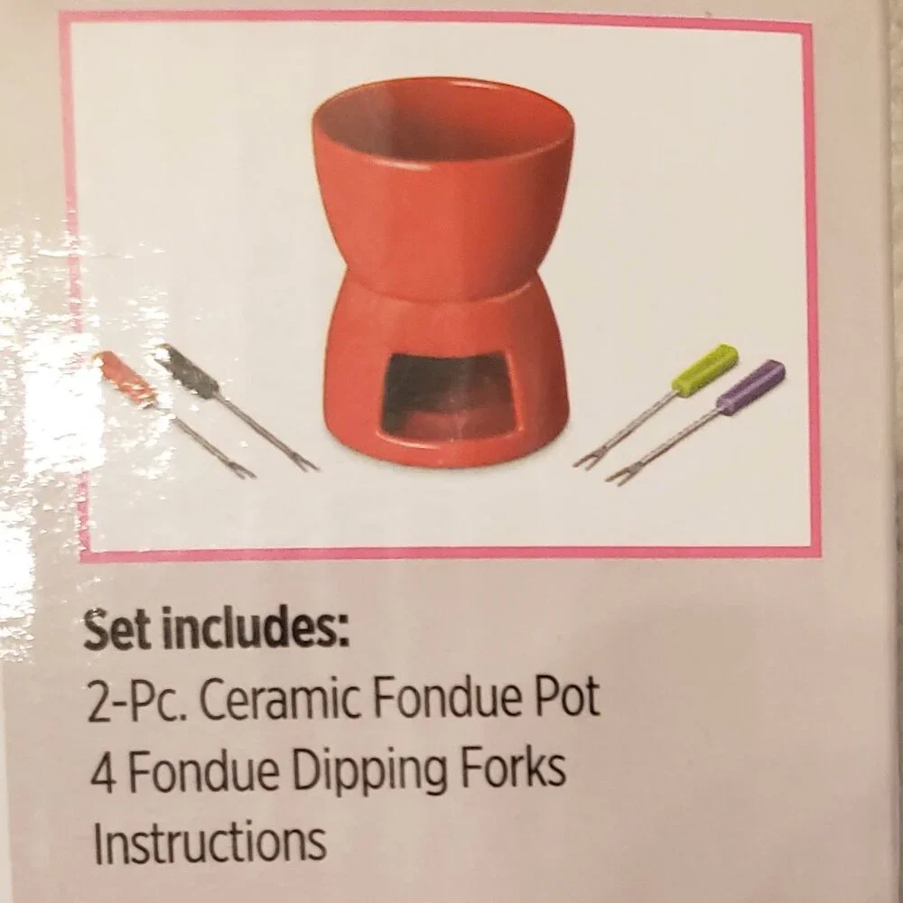 MINI WILTON CERAMIC TEA LIGHT FONDUE SET CHERRY RED -NON-ELECTRIC